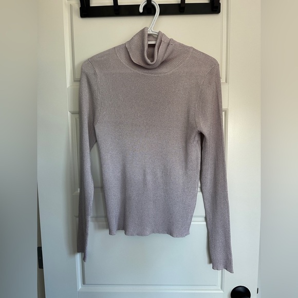Mango Metallic Knit Turtle Neck Top in Light Purple - Picture 3 of 3